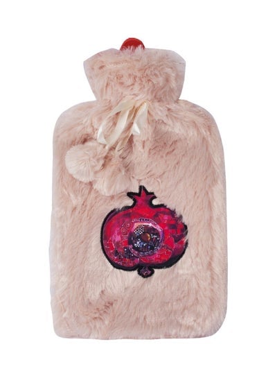 Pomegranate Hot Water Bag With Soft Plush Cover For Pain Relief Beige/Red/Pink 2L