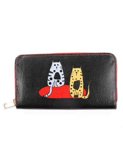 Cats Printed Casual Wallet Black/Red