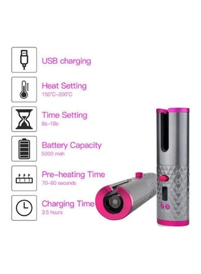 Rechargeable Cordless Automatic Hair Curler Silver/Pink/Black