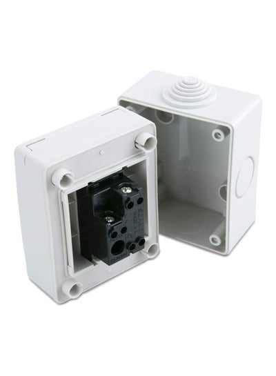 Weatherproof Plug Socket and Switch Box - 2 Gang Grey/White