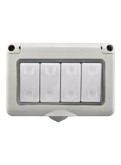 Weatherproof Plug Socket and Switch Box - 4 Gang Grey/White