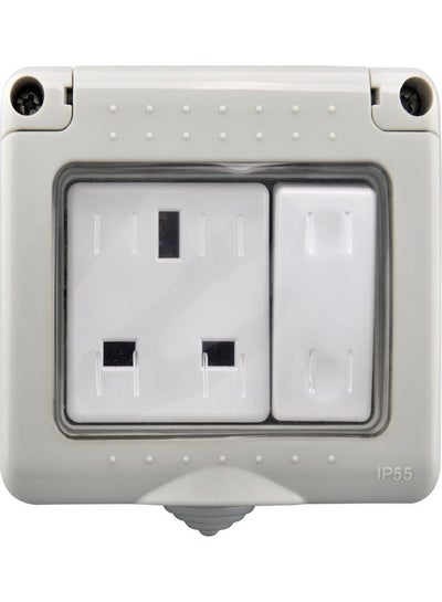 Weatherproof Plug Socket and Switch Box - 1 Gang Grey/White