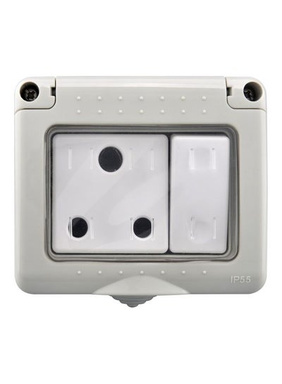 Wall Weatherproof Plug Socket and Switch Box - 1 Gang Grey/White