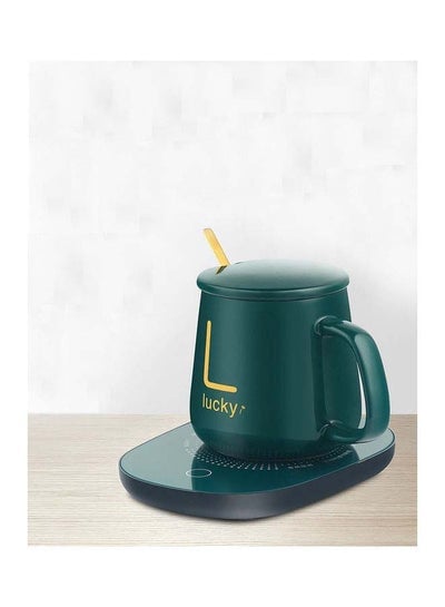 Electric Coater Mug Warmer With Lid And Golden Spoon 380 ml 15 W Luck-367 Dark Green
