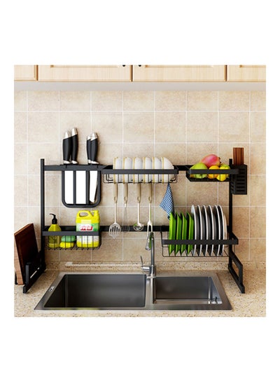 Over The Sink Stainless Steel Dish Rack Black 89 x 34 x 16cm