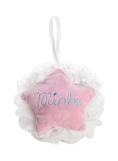 Exfoliating Scrubber Bath Shower Sponge with Embrodeiry Star Pink/White Free Size