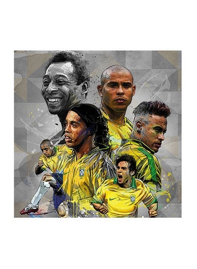 Brazilian Football Legends MDF Wall Art Multicolour 30 X 30cm