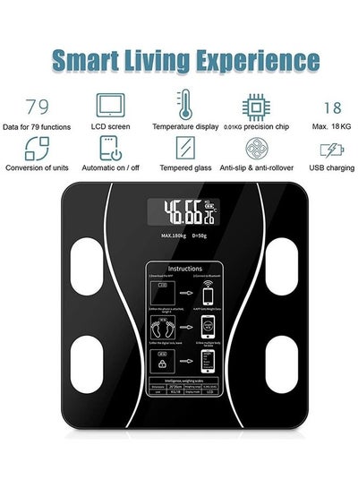 Smart Bluetooth Weight and Body Fat Measurement Health Scale Black/White 29.50 x 29.50 x 5cm