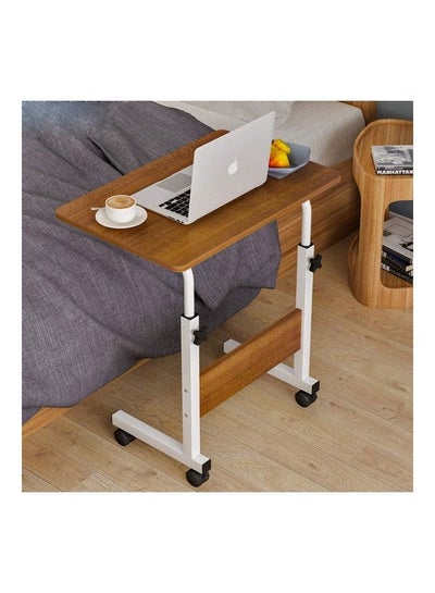 Movable Laptop Table with Sturdy Metal Frame Brown/White