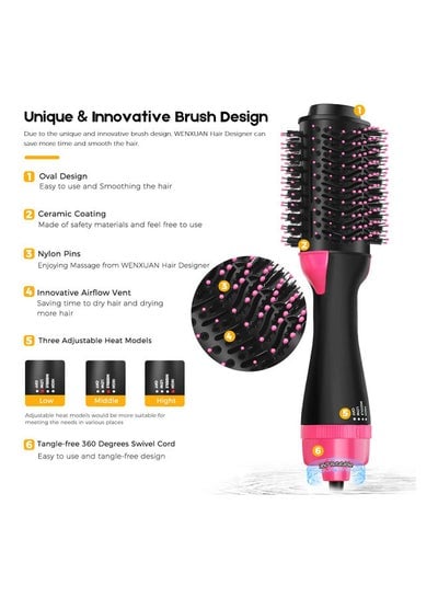Electric Professional Hair Comb Black/Pink 34cm