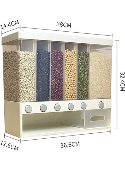 Wall Mounted Cereal Dispenser Clear/White 32.4x38x14.4cm