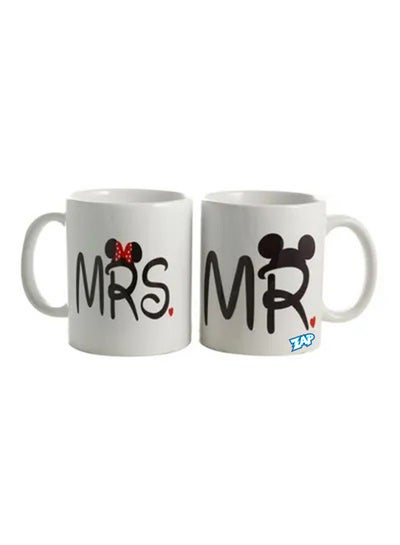 2-Piece Printed Couple Mug White