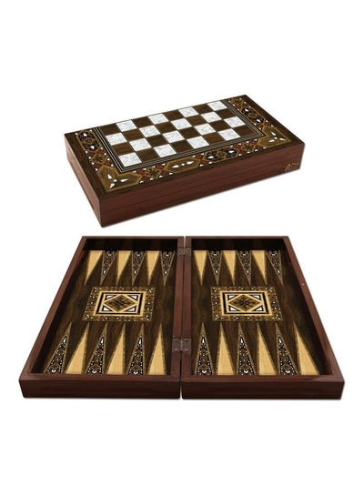 Antique Mosaic Mother Of Pearl Backgammon Game