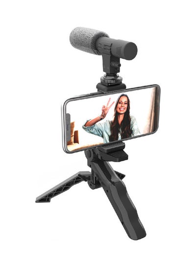 Smartphone Vlogging Kit With Tripod Stand Black