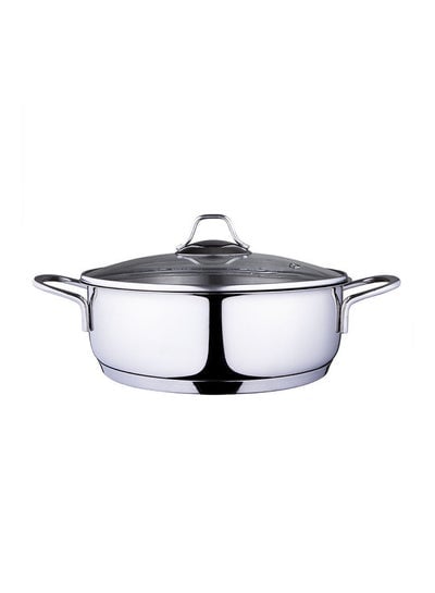 Stainless Steel 2.64 Quarts Modernist Saute Pan with Encapsulated Bottom and Induction Cookware Silver 24cm