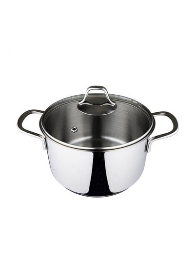 Induction Cookware Stainless Steel 2.64 Quarts Encapsulated Bottom Modernist Stock Pot with Dishwasher Safe Silver 20cm