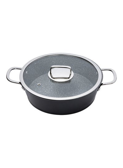 PFOA Free Granite Exellence 2.64 Quart Casserole Capsulated Bottom Stock Pot with Lid And Oven Safe Black 26cm