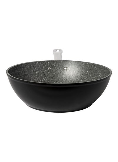 PFOA Free Granite Exellence 3.90 Quart Dishwasher Safe Capsulated Bottom Wok Non-Stick Frying Pan Black 28cm