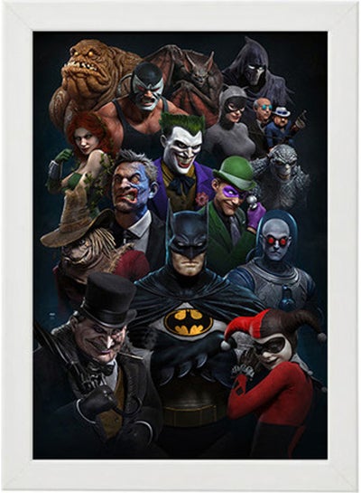 Justice League Characters Wall Art Frame Poster White 21x30cm