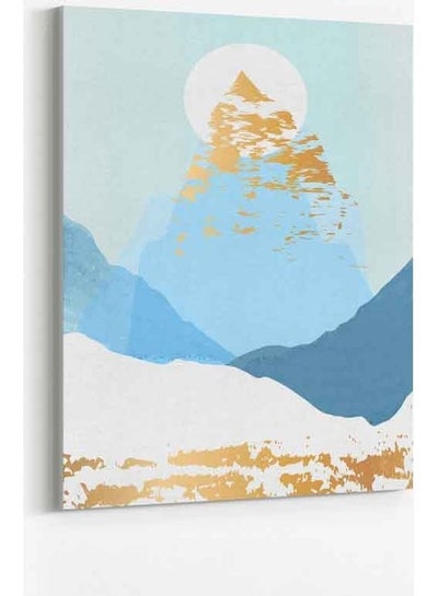 Mountain Abstract Sun Framed Canvas Wall Art Multicolour 40 x 60cm