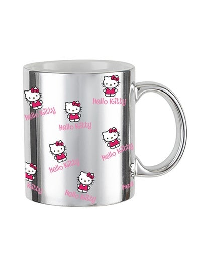 Multiple Hello Kittys All Over The Printed Coffee Mug Silver/White 350ml