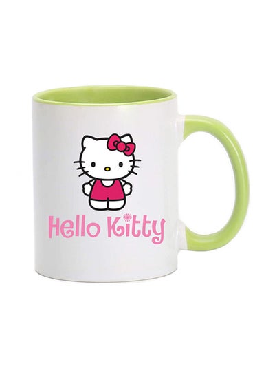 Hello Kitty Text Printed Coffee Mug Light Green/White 350ml