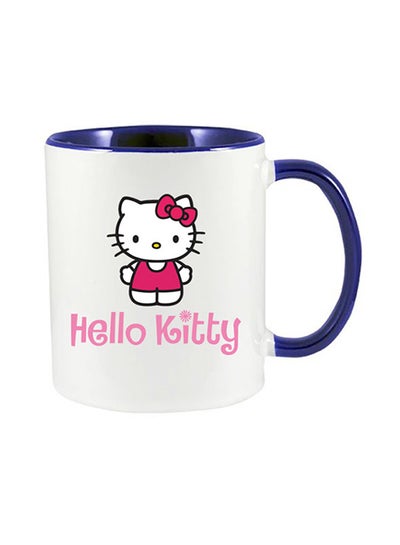 Hello Kitty Text Printed Coffee Mug Dark Blue/White 350ml