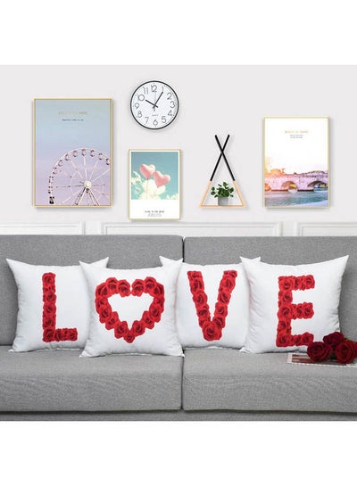 Love Throw Pillow Covers Cushion Cover Set Of 4 Decorative Pillow Cases For Lover Sofa Bedroom Car Office Cotton White 40x40cm