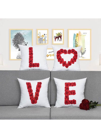 Love Throw Pillow Covers Cushion Cover Set Of 4 Decorative Pillow Cases For Lover Sofa Bedroom Car Office Cotton White 40x40cm
