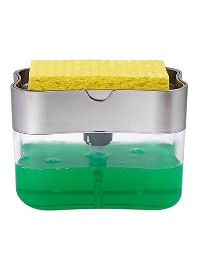 2-In-1 Sponge Rack Shelf Soap Detergent Dispenser Pump Large Capacity With Sponge 1 Hand Operation Multicolour