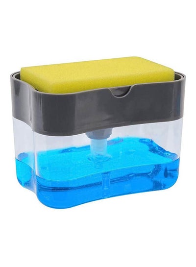 2 In 1 Sponge Rack Shelf Soap Detergent Dispenser Pump, Large Capacity With Sponge Grey