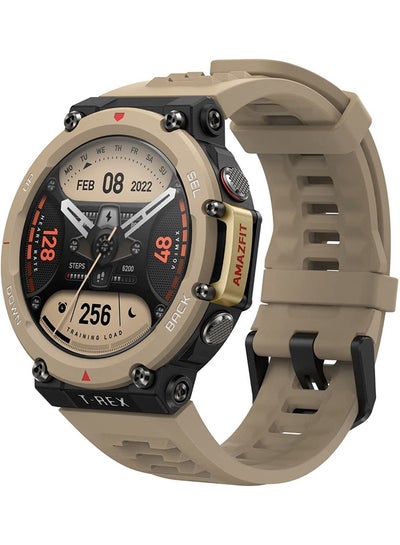 T-Rex 2 Smartwatch Rugged Outdoor GPS 15 Military-Grade Tests Real-Time Navigation 24-Day Battery Strength Exercise 150+ Sport Modes Water Resistant Desert Khaki
