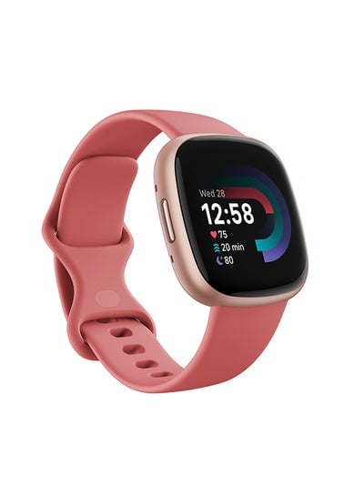 Versa 4, Health & Fitness Smartwatch with Built-in GPS and Up To 6+ Days Battery Life, 6-months Premium Membership Included, compatible with Android and iOS Pink Sand / Copper Rose