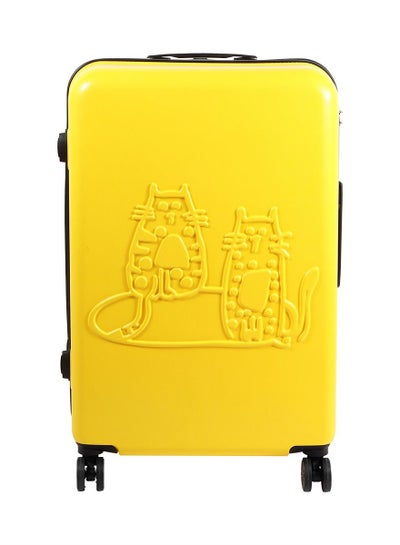 Lightweight Cats Design Carry On Luggage with Spinner Wheel and Lock System Yellow 24-Inch