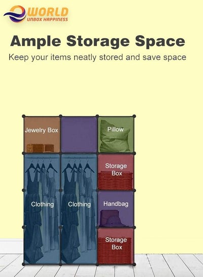 Adjustable 12 Cube Storage Organizer Wardrobe Portable Closet for Clothes and Shoe Rack