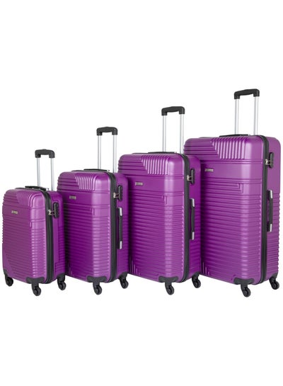 Hard Shell Travel Bags Trolley Luggage Set of 4 Piece Suitcase for Unisex ABS Lightweight with 4 Spinner Wheels KH120 Purple Purple