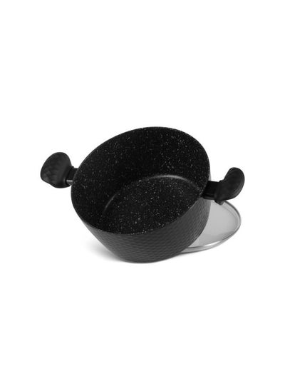 EDENBERG 15-piece Black Hexagon Design Forged Cookware Set| Stove Top Cooking Pot| Cast Iron Deep Pot| Butter Pot| Chamber Pot with Lid| Deep Frypan