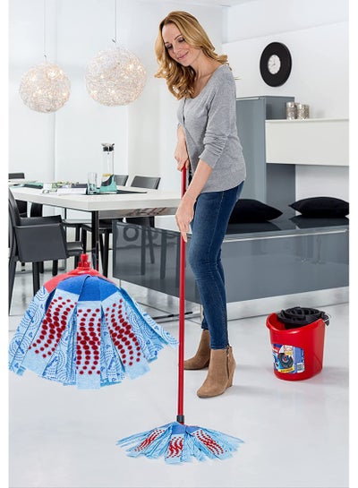 3 Action Supermocio Floor Mop with Stick Blue/Red