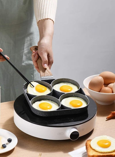 Non-Stick Aluminium 4 Holes Cooking Frying Pan with Wooden Handle