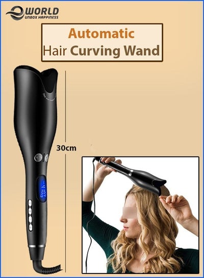 Auto Rotating Hair Curling Wand with Temperature LCD Display