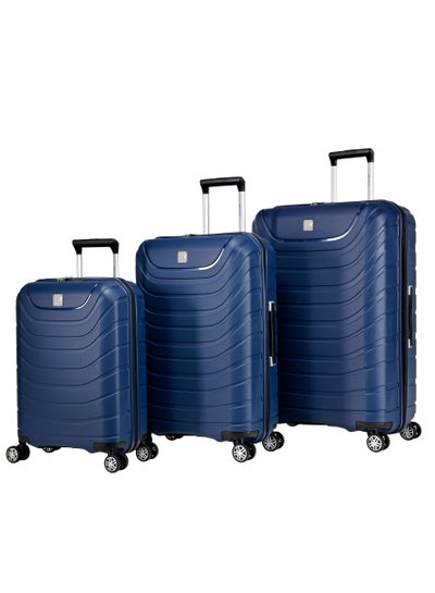 Knight Hard Case Travel Bag Trolley Luggage Set 0f 3 Polypropylene Lightweight Suitcase 4 Quiet Double Spinner Wheels With Tsa Lock B0011 Dark Blue