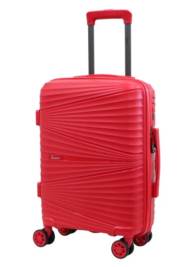 Hard Case Luggage Trolley For Unisex PP Lightweight 4 Double Wheeled Suitcase With Built In TSA Type Lock KH1005 Red