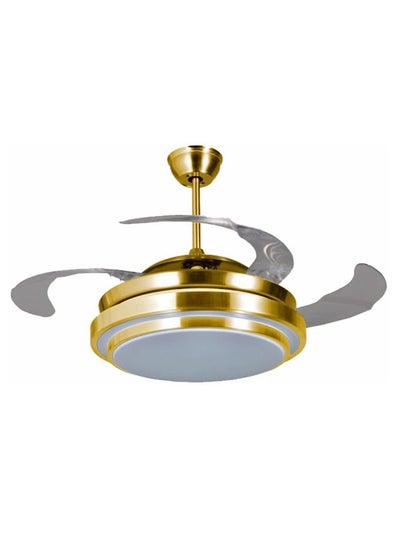 LED ceiling light with fan adjustable 3 color change with remote control gold color