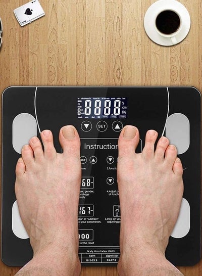 Electric Smart Measuring Bathroom Scale Intelligent BMI Body Fat Weight Protein Health Analyzing Device with High Precision and LED Screen Monitor Bluetooth