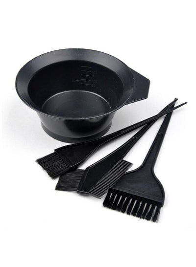 4-Piece Hair Dye Set With Hair Color Brush & Mixing Bowl Black