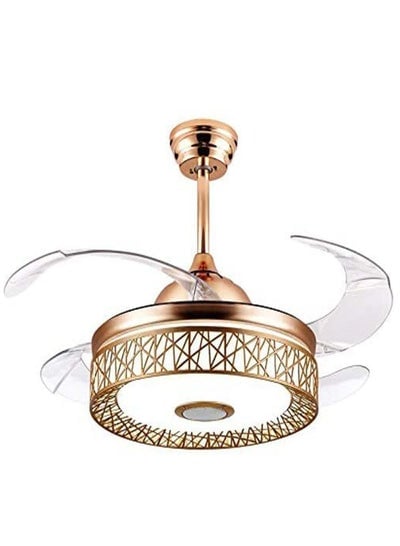 MODI Ceiling Fan with Lights and Remote 4-Blades Fans Chandelier LED Indoor Fans Ceiling for Dining Room Bedroom 42 inch Gold WITH BLUETOOTH