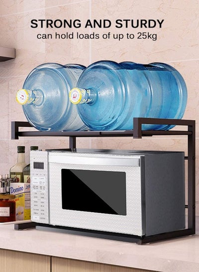 2-Tier Expandable Over the Microwave Oven Rack Strong and Sturdy Carbon Steel Kitchen Counter Shelf Storage Organiser