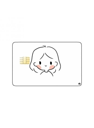 PRINTED BANK CARD STICKER Cute Girl Drawing With Short Hair