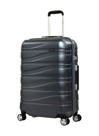 Makrolon Polycarbonate Lightweight Glamorous Hard Case Luggage Trolley 4 Quiet Double Spinner Wheels Suitcase with Tsa Approved Lock KJ95 Carbon Grey