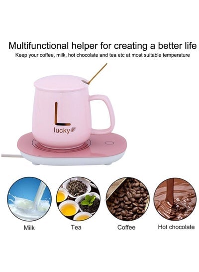 Electric Coffee Mug with Warmer for Office Desk and Home Use and Minimal Spoon and Timing Function Perfect Gift for Her/Him